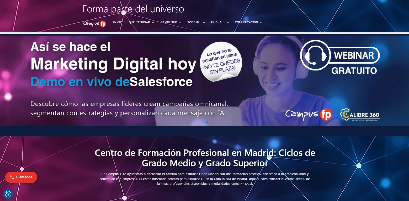 Desarrollo web de Campus fp