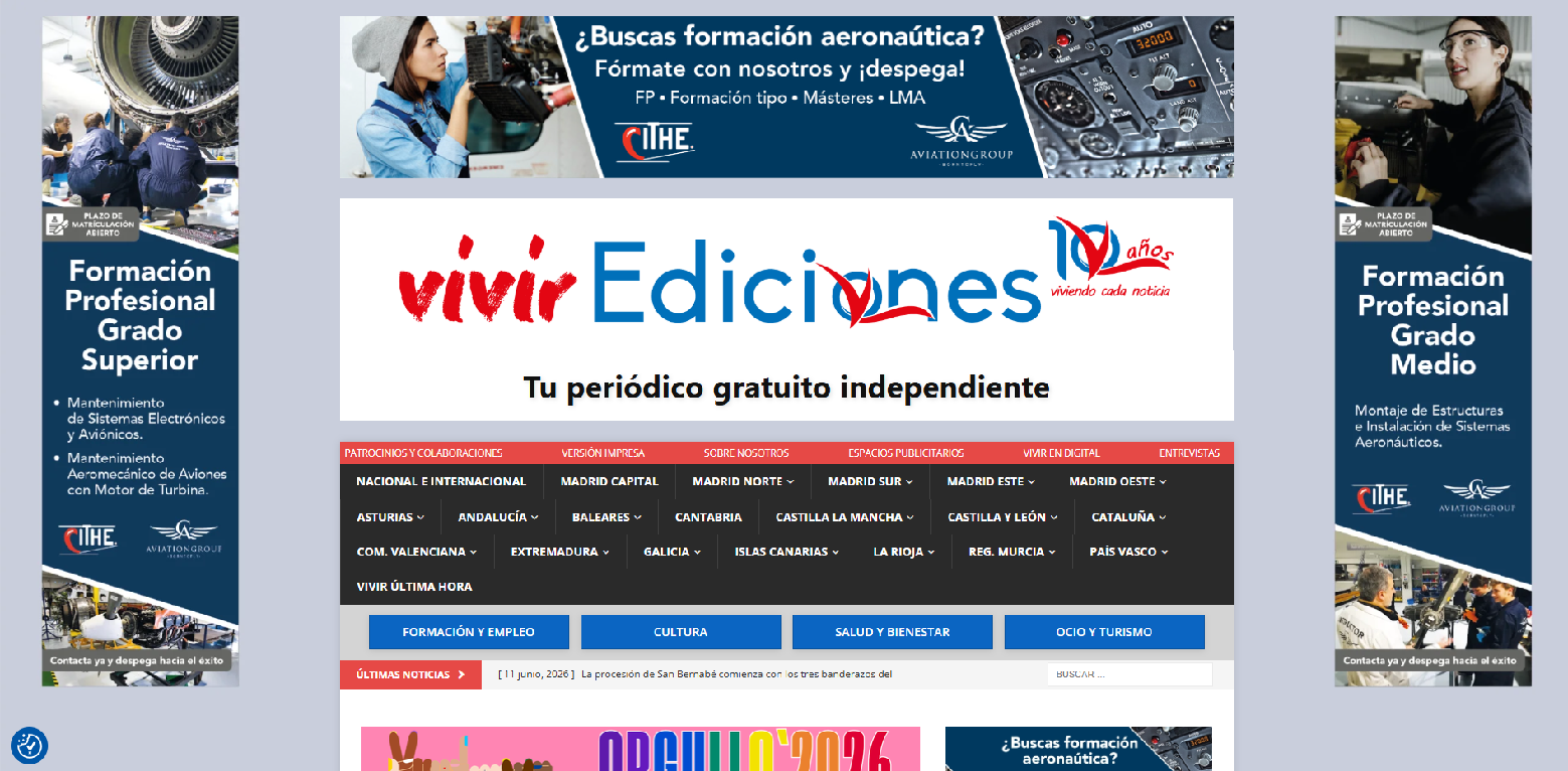 Desarrollo web de Vivir ediciones